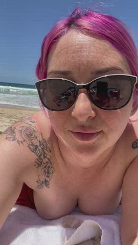 beach nipple piercing topless gif