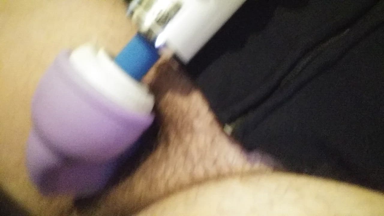 BBW Hairy Pussy Hitachi Masturbating Vibrator gif