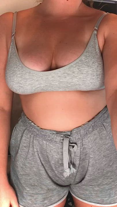 Just girl and her big tits that refuse to fit in her top?