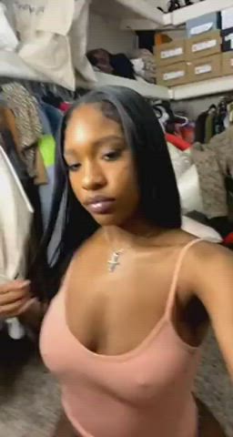 Ebony Flashing Shaking Tits Titty Drop gif