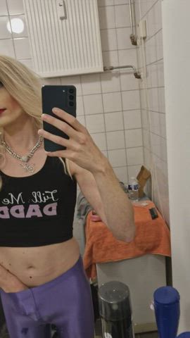big dick femboy jerk off leggings sissy sissy slut trans gif