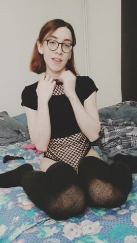 cock fishnet nipples trans trans woman gif