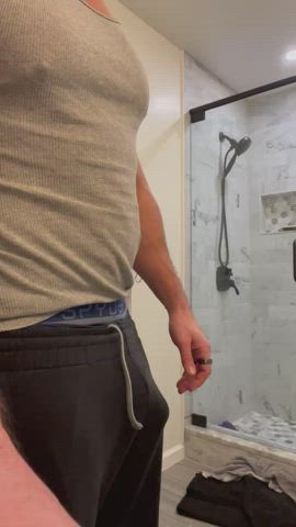 bwc cock dad shower striptease gif