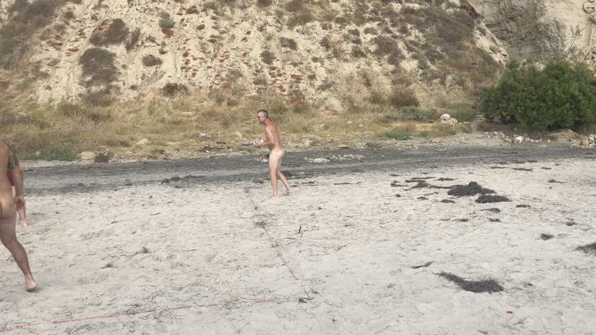 beach cfnm group public real couple swingers gif