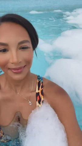 ebony swimming pool swimsuit tits gif