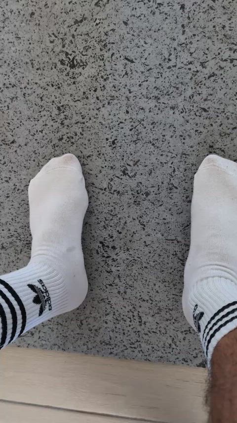 I got so sweaty after my workout, it began dripping on my socks