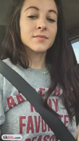 brunette car flashing gif