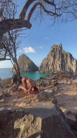 bikini blonde brazilian celebrity milf yoga gif