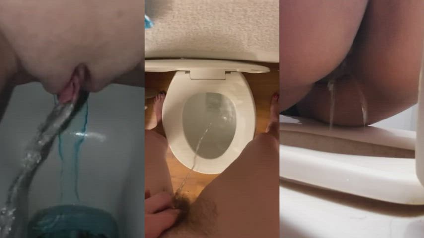 fetish hairy pussy pee peeing piss pissing pussy solo toilet gif
