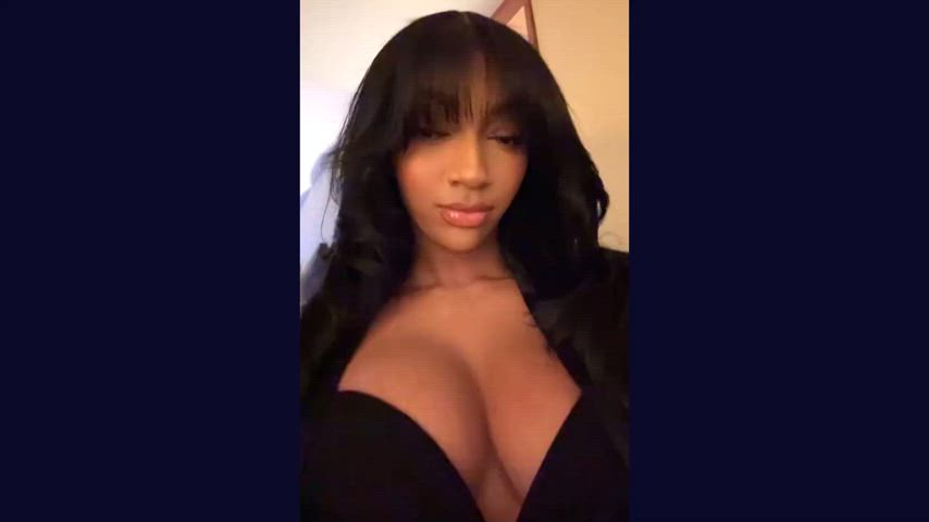 bangs big tits boobs bra celebrity cleavage ebony groping lips lipstick tik-tok gif