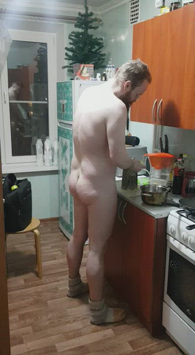 Glasses Kitchen Male Dom Nude Russian Short Hair Solo gif