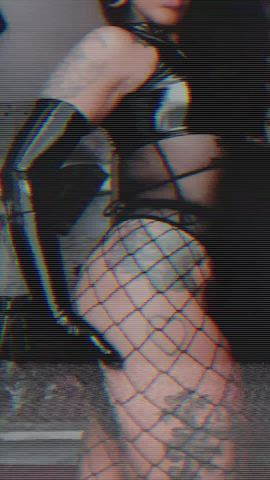 dominant dominican fishnet goddess latex latex gloves latina milf tattoo thick gif