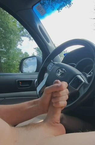 [44] Stroking my cock and cumming hard in the truck!