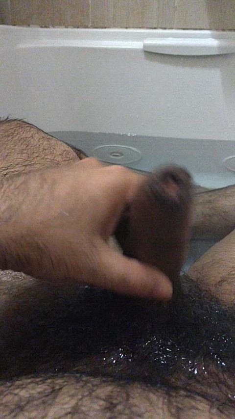 bathtub hairy male masturbation gif