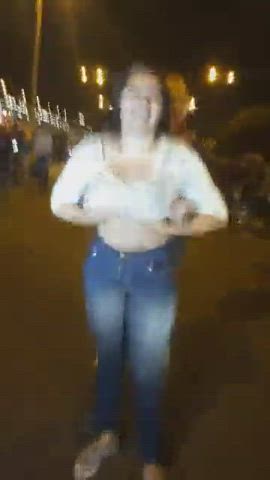 flashing latina public gif