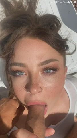 Blowjob Blue Eyes Cute Freckles gif