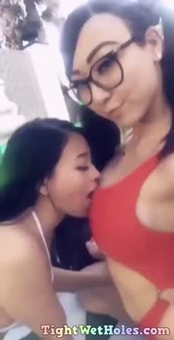 Lesbian Asian cuties = Instant hard on