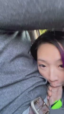 amateur asian asianhotwife blowjob car sex japanese monique mae outdoor public gif