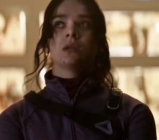 celebrity hailee steinfeld riding superheroine gif