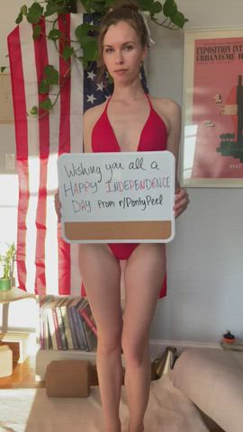Hey r/PantyPeel, let me declare my independence from my panties for you! ❤️🤍💙