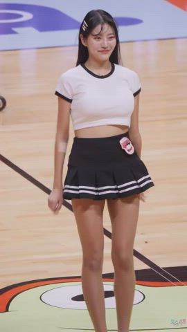 asian babe big tits cheerleader cute dancing korean model gif