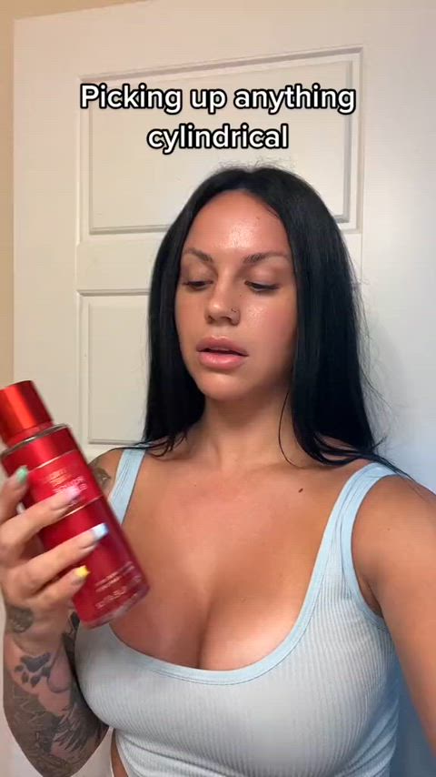 big tits caption cleavage pov tease teasing tiktok not-nude tik-tok gif