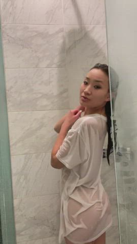 asian reaction shower gif