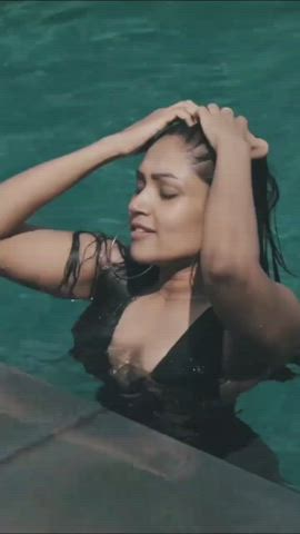 Bollywood Celebrity Cleavage Swimsuit Wet gif