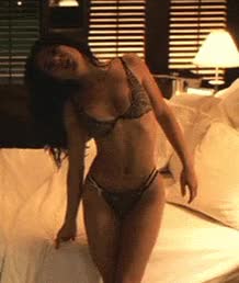 With your friend’s mother in the hotel room while the others are outside on the