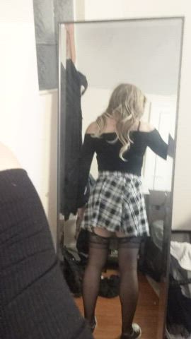 Booty Femboy Flashing Sissy Skirt Stockings gif