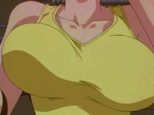anime big tits bouncing tits ecchi tank top gif