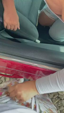 Amateur Blonde Blowjob Car Cum In Mouth Public gif