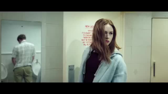 Karen Gillen getting fucked from behind by a random guy in a public bathroom