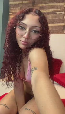 cute latina lingerie natural tits petite redhead gif