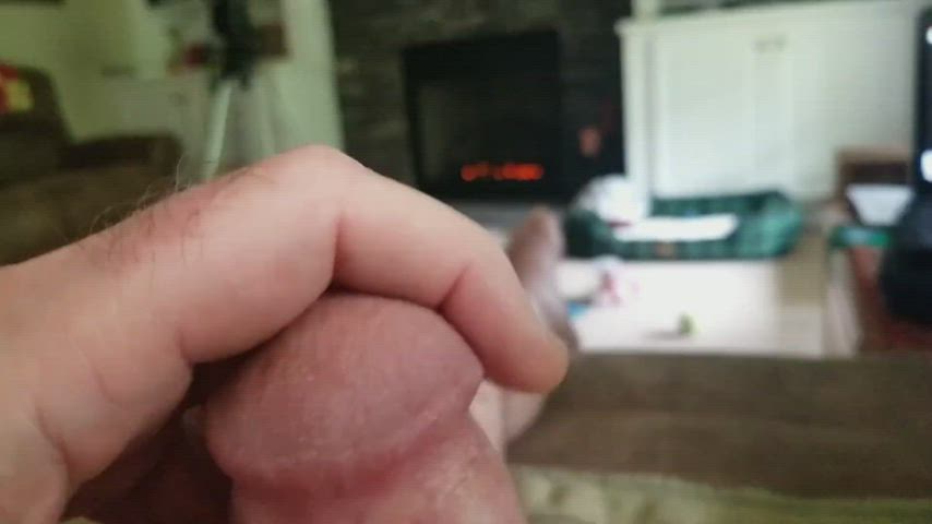 amateur big dick cock homemade masturbating precum solo gif