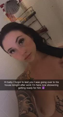 caption cheating cuckold girlfriend hotwife shower tattoo gif