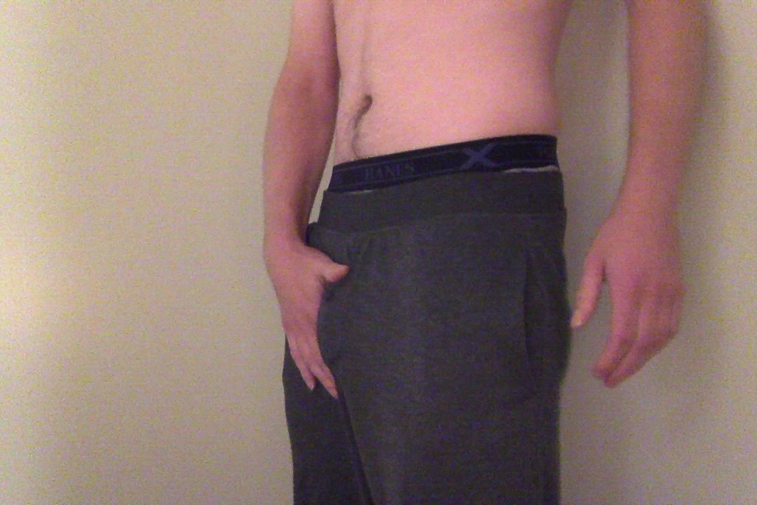 ur 2-for-1 Grey Sweatpants and Grey Boxer Bulge reveal