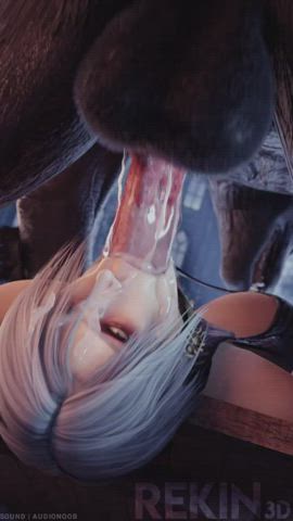 Ivy getting her mouth stuffed by werewolf (Rekin3D) [Soulcalibur]