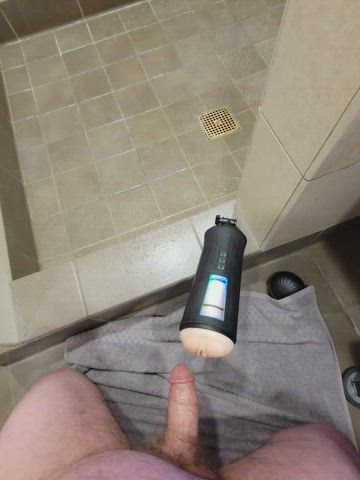 Masturbating Mature Shower Toy gif