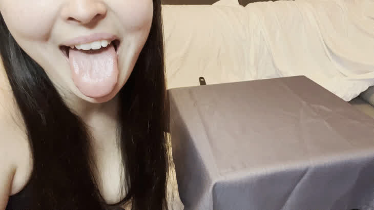 Brunette Cute Licking Long Tongue Sex Smile Tease Teasing Tongue Fetish gif