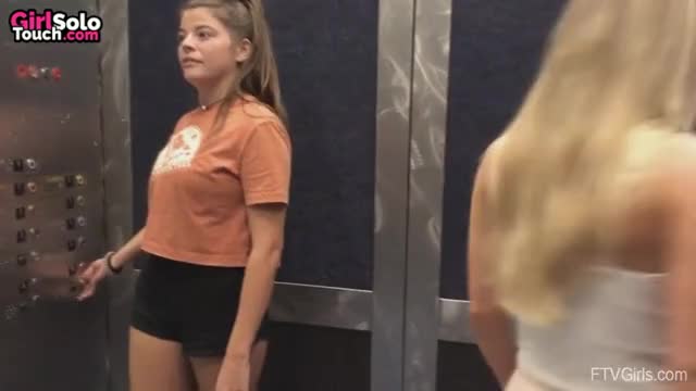 Elevator nudes with two teen girls