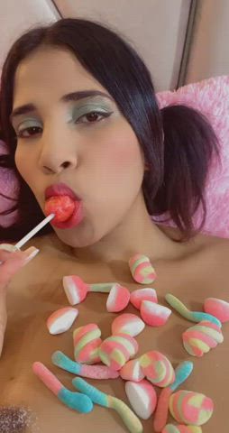 brunette camsoda camgirl candy sucking gif
