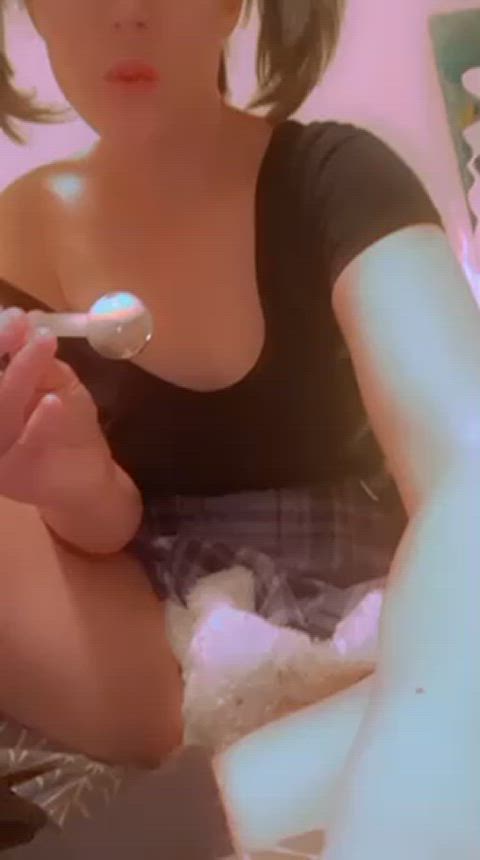 bad girl rollin’ a bowl with her bunny