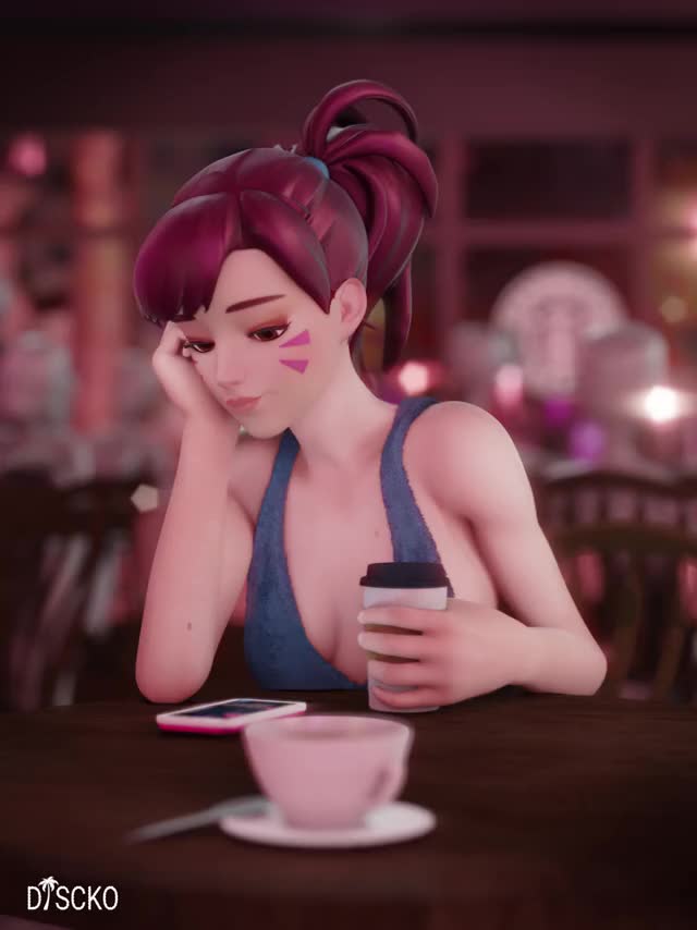 3D, Animated, Blender, D.Va, DisckoA, Overwatch, Sombra, Sound