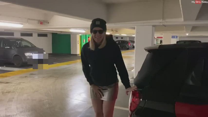 blonde pee peeing piss pissing public gif