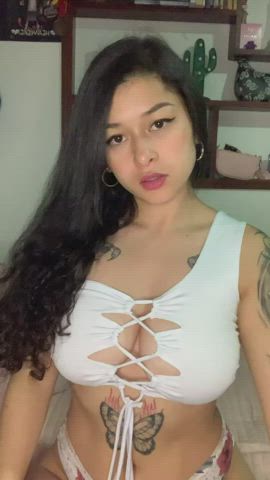areolas boobs bouncing tits latina natural tits nipple piercing tits titty drop gif