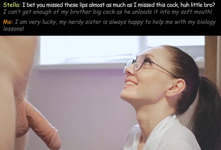 blowjob brunette caption family glasses step-brother step-sister blowjobs fauxcest