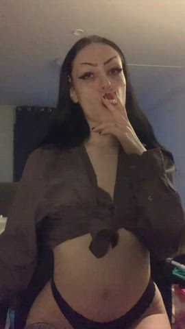 Goth mommy smoking seductively for you 💋