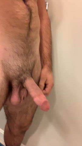 amateur big dick cock hairy chest homemade masturbating shower gif