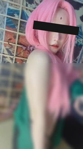 censored cosplay tease gif